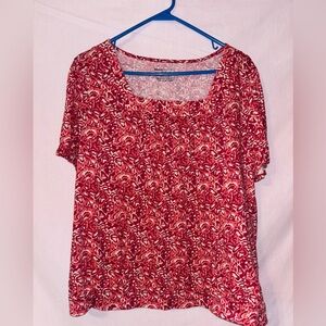 Basic Editions Women's Red and White Blouse